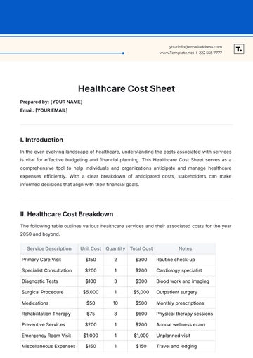 Free Healthcare Cost Sheet Template to Edit Online