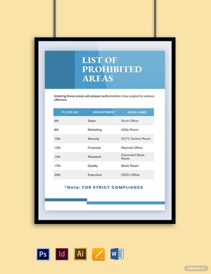 Prohibited Area Poster Template Prohibited Area Poster Template