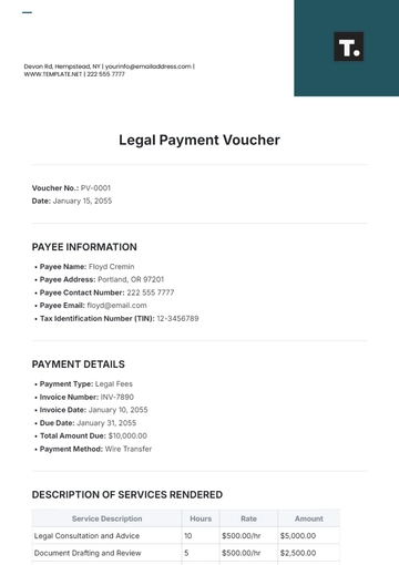 Free Legal Payment Voucher Template to Edit Online