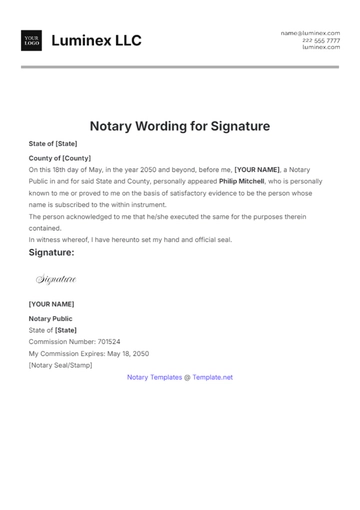 Free Notary Wording for Signature Template to Edit Online
