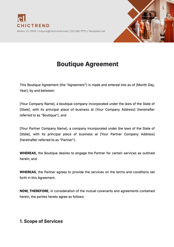Free Boutique Agreement Template to Edit Online