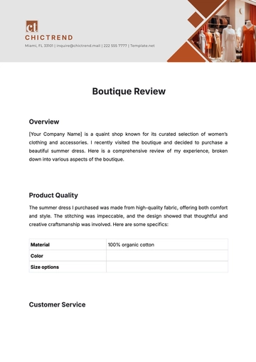 Free Boutique Review Template to Edit Online