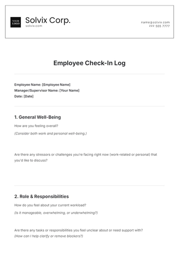 Free Employee Check-In Template to Edit Online