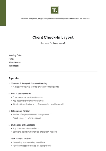 Free Client Check-In Layout Template to Edit Online