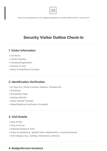 Free Security Visitor Outline Check-In Template to Edit Online