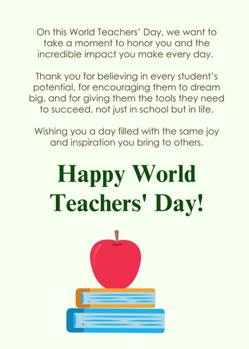 Free World Teachers' Day Message Template to Edit Online