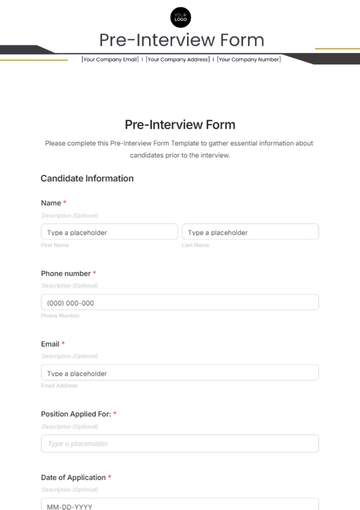 Free Pre-Interview Form Template to Edit Online