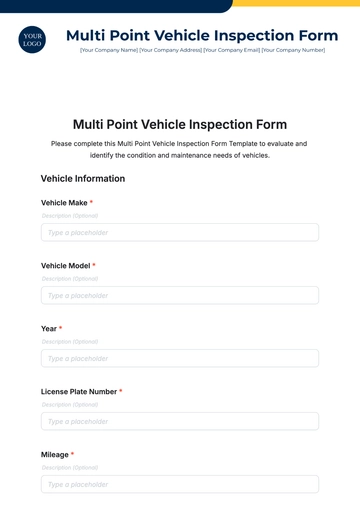 Free Multi Point Vehicle Inspection Form Template to Edit Online