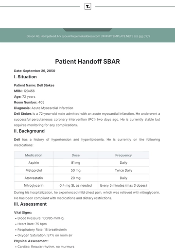 Free Patient Handoff SBAR Template to Edit Online