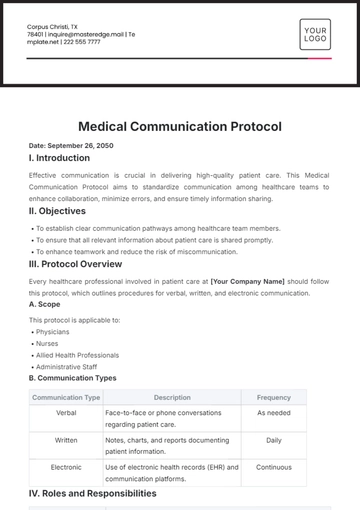 Free Medical Communication Protocol Template to Edit Online