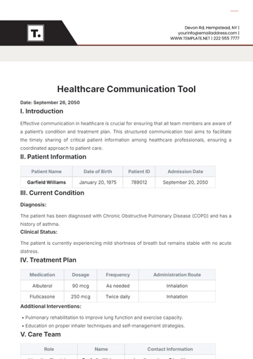 Free Healthcare Communication Tool Template to Edit Online