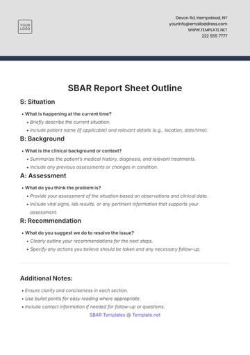 Free SBAR Report Sheet Outline Template to Edit Online