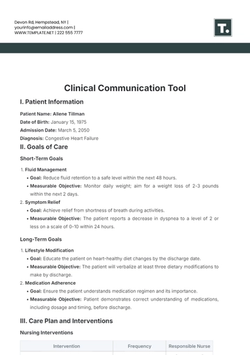 Free Clinical Communication Tool Template to Edit Online
