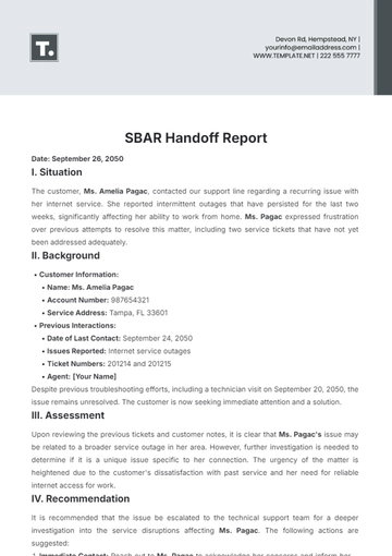 Free SBAR Handoff Report Template to Edit Online