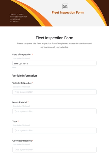 Free Fleet Inspection Form Template to Edit Online