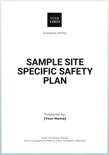 Free Sample Site Specific Safety Plan Template to Edit Online