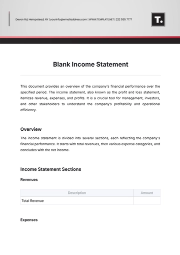 Free Blank Income Statement Template to Edit Online