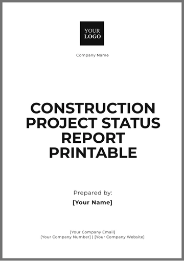 Free Construction Project Status Report Printable Template to Edit Online