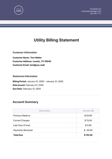 Free Utility Billing Statement Template to Edit Online