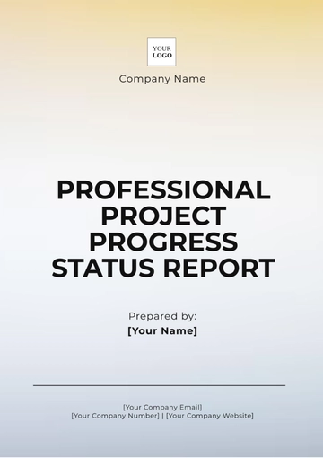 Free Professional Project Progress Status Report Template to Edit Online