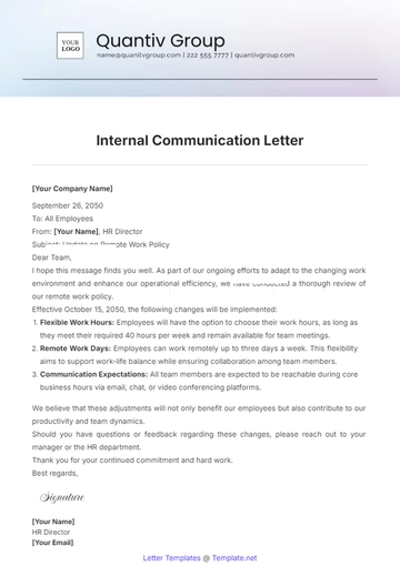 Free Internal Communication Letter Template to Edit Online