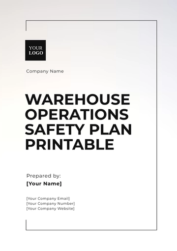 Free Warehouse Operations Safety Plan Printable Template to Edit Online