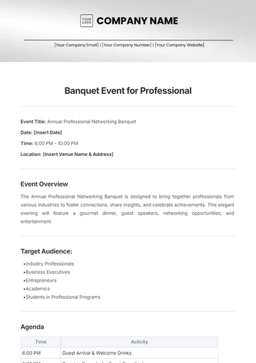 Free Banquent Event for Professional Template to Edit Online