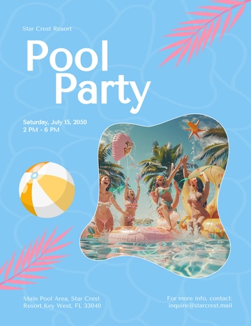 Free Aesthetic Pool Party Flyer Template to Edit Online