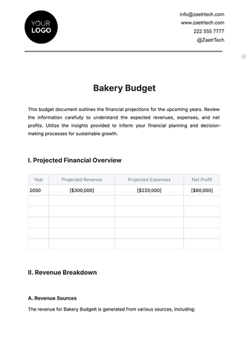 Free Bakery Budget Template to Edit Online Free Bakery Budget Template to Edit Online