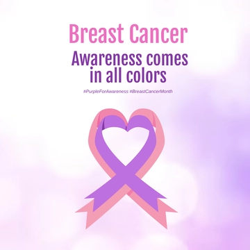 Free Purple Breast Cancer Awareness Month Instagram Post Template to Edit Online