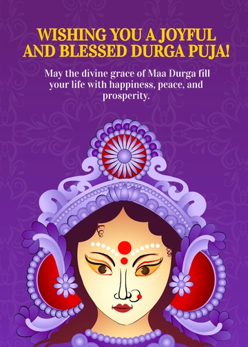 Free Durga Puja Greeting Card Template to Edit Online