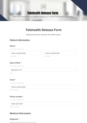 Free Telehealth Release Form Template to Edit Online