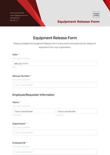 Free Equipment Release Form Template to Edit Online