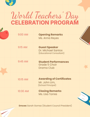 Free World Teachers' Day Program Template to Edit Online