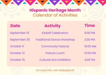 Free Hispanic Heritage Month Calendar Template to Edit Online Free Hispanic Heritage Month Calendar Template to Edit Online