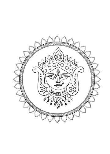 Free Durga Puja Celebration Drawing Template to Edit Online