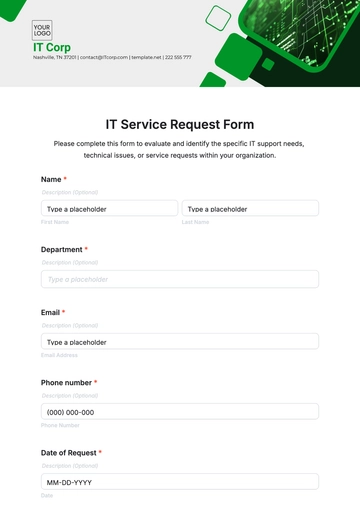 Free IT Service Request Form Template to Edit Online