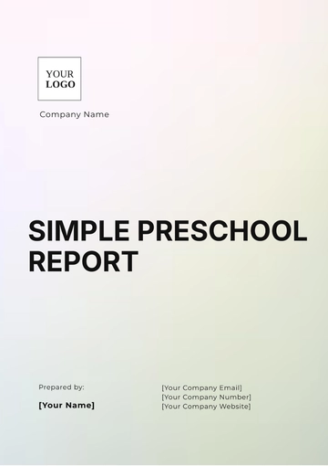 Free Simple Preschool Report Template to Edit Online