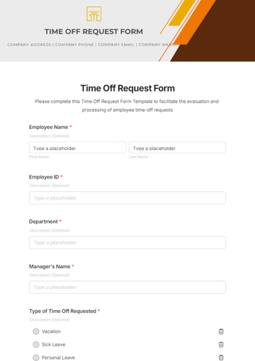 Free Time Off Request Form Template to Edit Online