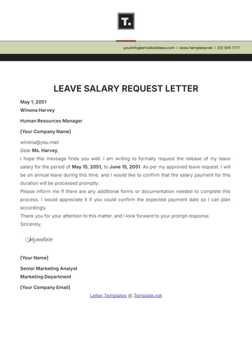 Free Leave Salary Request Letter Template to Edit Online Free Leave Salary Request Letter Template to Edit Online
