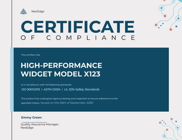 Free Certificate of Compliance for Manufacturing Template to Edit Online