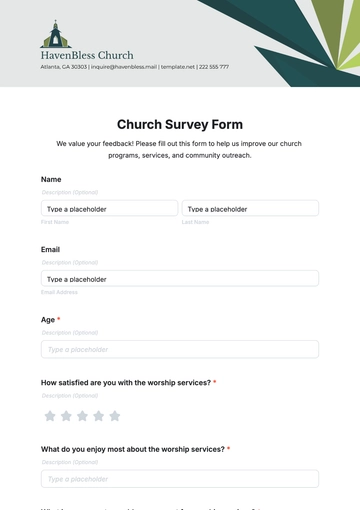 Free Church Survey Form Template to Edit Online