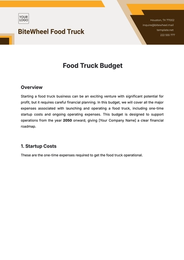 Free Food Truck Budget Template to Edit Online Free Food Truck Budget Template to Edit Online