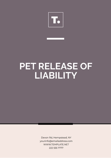 Free Pet Release of Liability Template to Edit Online