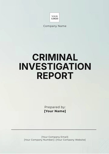 Free Criminal Investigation Format Report Template to Edit Online