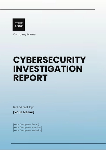 Free Cybersecurity Investigation Report Template to Edit Online