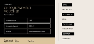 Free Cheque Payment Voucher Template to Edit Online