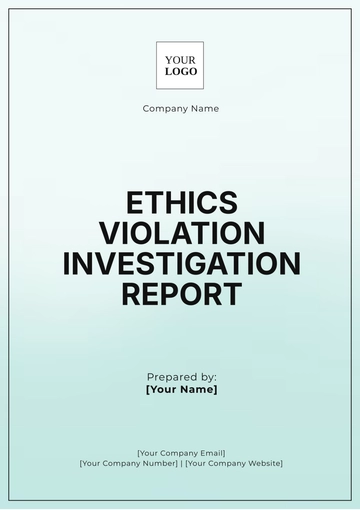 Free Ethics Violation Investigation Report Template to Edit Online