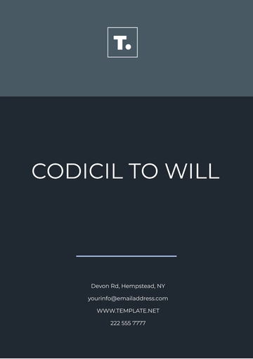 Free Codicil to Will Template to Edit Online