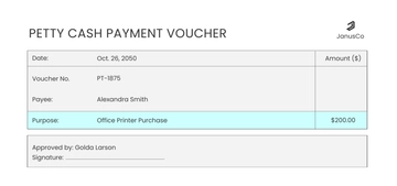 Free Petty Cash Payment Voucher Template to Edit Online